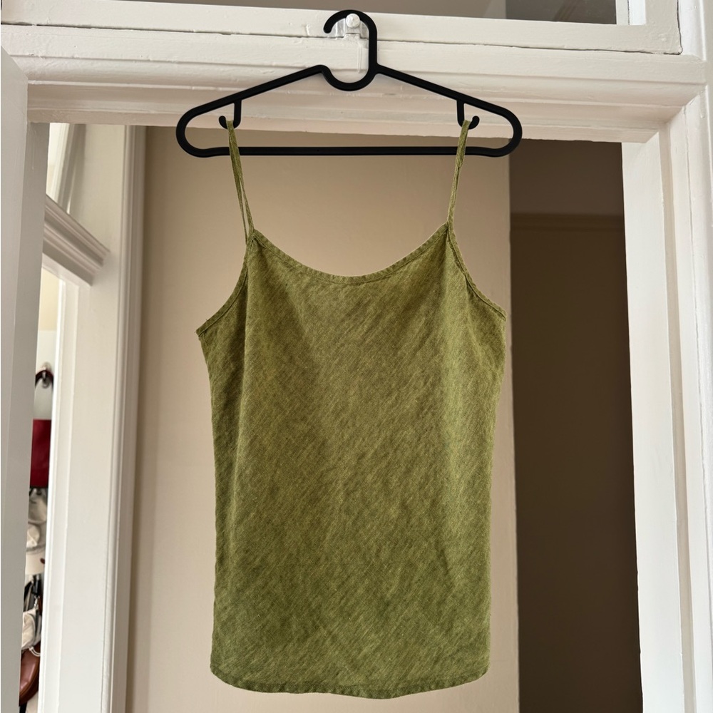 100% Linen Olive Green Women's Camisole Top